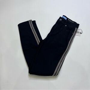 7 For All Man Kind High Waist Bead Stripe Ankle Super Skinny Jeans Black Size 24